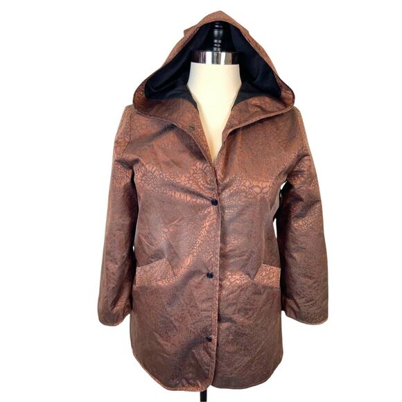Silk Lined Raincoat Vintage Marylou Ozbolt Storer Womens Copper Brown Oversize M